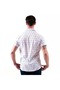 Brown Navy Blue Floral Printed Cotton Hawaiian Crochet Collar Short Sleeve Summer Shirt on White - 8