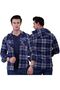 Blue White Navy Blue Plaid Hooded Double Pocket Woolen Winter Lumberjack Jacket Shirt - 5