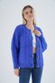 Women's Cobalt blue Oversize Crew Neck Buttoned Hair Braided Wool Blend Knitwear Knitted Cardigan Trist-6166 - 3