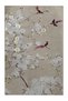 Mira Beige White Floral Branches and Bird Detailed Modern Decorative Carpet Mira5507 - 5