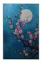 Mira Blue Shades Moon and Pink Flowers Detailed Modern Decorative Carpet Mira5506 - 4