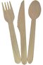 Disposable Wooden Spoon Fork Knife Set 24 Pieces (8 Forks 8 Spoons 8 Knives) 16 cm - 3