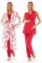 Effort Women's Fuchsia Lace Collar Comfortable Dressing Gowns 3-Piece Set Maternity Maternity Pajamas Set