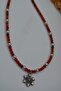 Coral Stone Snowflake Ladies Natural Stone Necklace - 5