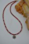 Coral Stone Snowflake Ladies Natural Stone Necklace - 6