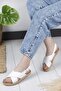 Women's White Straw Anatomical Orthopedic Daily Sandals - 2
