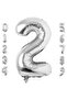 2 Two Number Silver Foil Balloons 34" Inc 76 cm