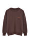 Brown Thick Fleece Inside Regular/Normal Fit Slogan Embroidered Knitted Sweatshirt TWOAW21SW1061 - 12