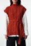 Tile Wide Pattern Wool Belted Knitwear Sweater Twoaw22Bz0031 - 3