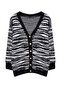 Siyah Yumuşak Dokulu Zebra  Desenli Triko Hırka TWOAW25HI00239 - 6