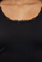 Black Square Neck Lace Detailed Crop/Short Knitted Blouse Twoaw25Bz00007 - 7