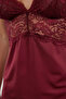 Bordo Dantelli ve Yırtmaçlı İp Askılı Örme Babydoll/Fantezi Gecelik THMAW23CY00002 - 4