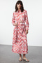 Ecru Floral Pattern - Woven Fabric Dress TCTSS24EB00256
