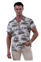 White Yellow Green Palm Printed Hawaiian Relaxed Cut Short Sleeve Summer Shirt - 2