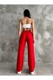 Women's Red Elastic Waist Palazzo Pants - 5