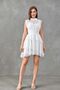 White Chiffon Fabric Stand Collar Skirt Layered Design Sleeveless Mini Dress 093