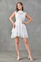 White Chiffon Fabric Stand Collar Skirt Layered Design Sleeveless Mini Dress 093 - 6