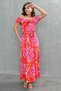 Digital Printed Fabric Flounced Madonna Collar Belt Detailed Midi Dress 12503 - 6