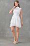 White Chiffon Fabric Stand Collar Skirt Layered Design Sleeveless Mini Dress 093 - 7