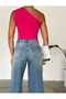 Fuchsia Crop Blouse - Shoulder Twisted - 3