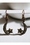 Crystal Embellished Crescent Moon and Star Dangle Earrings - 2