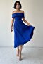Madonna Collar Saks Blue Midi Atlas Evening Dress - Design 222 - 4