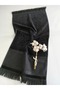 50X90 Sarra Fringed Dark Etamine Towel - Black - 3