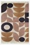 Cotton 68 Powder Camel And Black Pastel Geometric Patterned Woven Rug