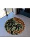 Shape Collection Round Palm Detailed Multicolored Patterned Woven Base Carpet Shape125