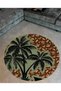 Shape Collection Round Palm Detailed Multicolored Patterned Woven Base Carpet Shape125 - 2