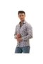 Blue Cream Leaf Print Cardboard Boxed Slim Fit Long Sleeve Men's Shirt on White - 2