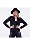 Black and White Polka Dot Viscose Slim Fit Women's Shirt - 6