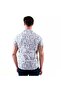 Blue Floral Printed Cotton Hawaiian Open Neck Short Sleeve Summer Shirt on White - 4