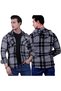 Black White Plaid Checked Hooded Double Pocket Woolen Winter Lumberjack Jacket Shirt - 5