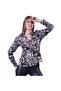 Navy Blue Brown Paisley Patterned Viscose Women's Shirt on Beige