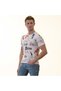 Colorful Pencil Style Print Design on White Crew Neck Men's T-Shirt Cotton Combed Cotton T-shirt