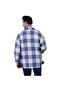 Sky Blue Beige Plaid Check Oversize Winter 4 Pocket Casual Lumberjack Plus Size Shirt - 5