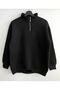 Unisex Winter Sweatshirt with Fleece - Stand Collar, Half Zipper, 2 Thread - 2