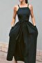 Black Linen Free Size Venus Dress