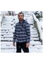Gray Navy Blue Plaid Seasonal Hooded Lumberjack Western Shirt
