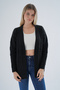 Women's Black Oversize Pom-Pom Braided Long Wool Blend Knitwear Knitted Cardigan Trist-6165 - 6