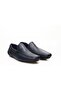Navy Blue Color Laceless Driver Genuine Leather Men's Shoes