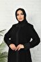 عباءة حرير المدينة سوداء منقوشة