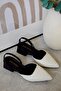 Blush White Tweed Pointed-Toe Short Block-Heel Women's Shoes - 6