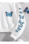 Butterfly Printed Children's Sweatshirt - Oversize Winter Hooded Hoodie - 3