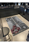 Mira Black Gray Tones Modern Decorative Carpet with Flower Detail Mira5509