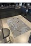 Mira Beige White Floral Branches and Bird Detailed Modern Decorative Carpet Mira5507
