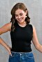 Black Knit Fabric Sleeveless Blouse with Embroidery Detail 2415 - 8