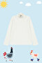 Stand Collar White Girl's T-Shirt - TKDAW25TS00005