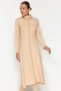 Camel Karioca Stitched A-Line/A-Line Formal Selanik/Knitwear Look Midi Knitted Dress TWOAW24EL00333